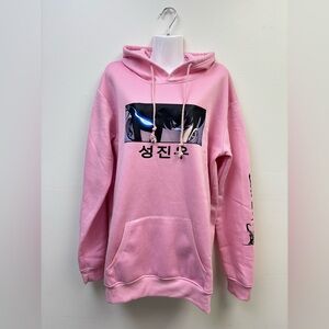 Pink Anime Graphic Hoodie